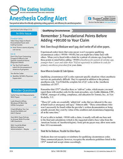 Latest issue of Anesthesia Pain Management Coding Alert