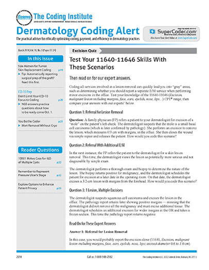 Dermatology Coding Alert Magazine Subscription | Coding Instructions