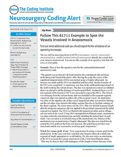 Subscribe to Neurosurgery Coding Alert