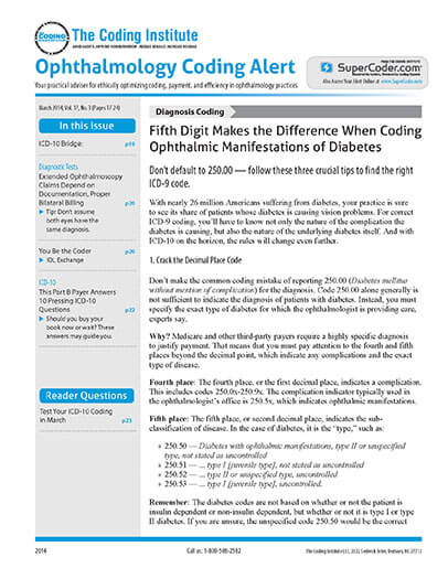 Subscribe to Ophthalmology Coding Alert